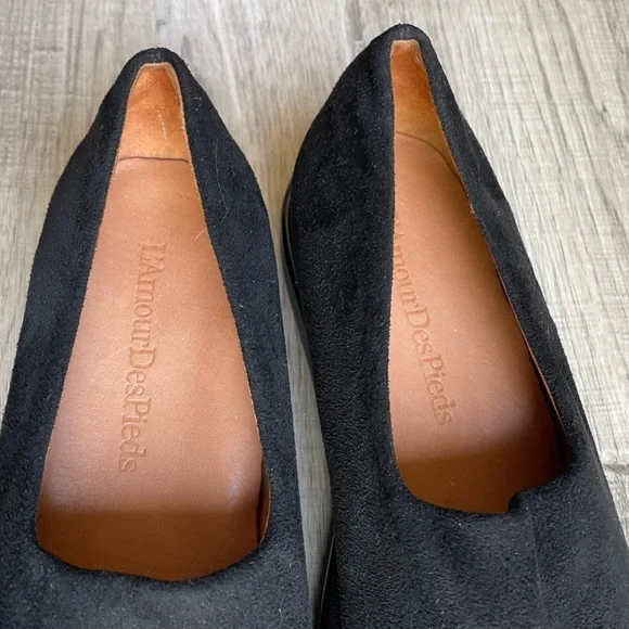 L'Amour des Pieds Women's Xenophon PlatformWedge Loafers Micro Suede Black SZ 6